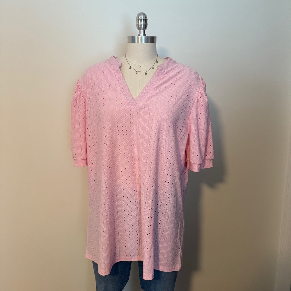 Light Pink Eyelet Puff Sleeve Top